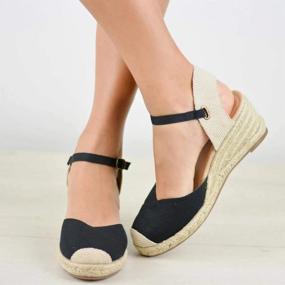 img 2 attached to LAICIGO Women'S Cap Toe Espadrille Wedge Sandals With Ankle Strap And Buckle - Slingback Summer Platform Shoes