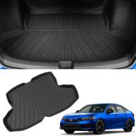 powoq fit 2022 honda civic sedan tpe trunk mat all weather cargo mat waterproof cargo liners trunk liner for 2022 honda civic accessories (rear cargo mat) logo