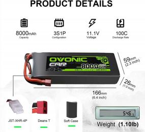 img 3 attached to Power Up Your RC Vehicle With Ovonic 3S Lipo Battery - 100C, 8000MAh, 11.1V With Dean-Style T & XT60 Connector