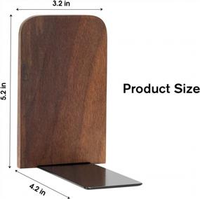 img 2 attached to Premium Walnut Wood Bookends For Shelves | Non-Skid, Heavy Duty Decorative Home Decor Stopper | 5.2 X 3.2 X 4.2 Inches (1 Pair)