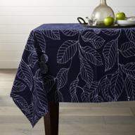 lamberia tablecloth heavyweight vintage burlap cotton tablecloths for rectangle tables, 52-inch-by-70, navy blue, seats 4 to 6 people логотип