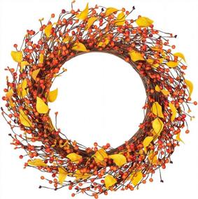 img 4 attached to Bring Warmth To Your Home This Fall With Lvydec'S 18-Inch Artificial Berry Wreath - Perfect For Thanksgiving Decoration!