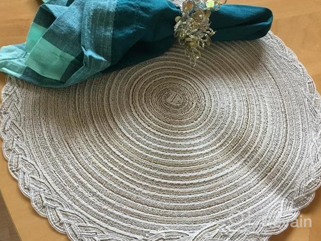 img 1 attached to U'Artlines 15 Inch Round Cotton Placemats Non Slip Heat Resistant Braided Table Mats For Fall, Dinner Parties, BBQs, Indoor And Ourdoor Use (6Pcs Placemats, Beige) review by Nick Tucker