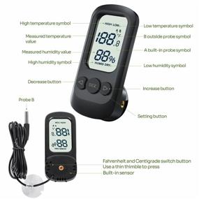 img 2 attached to 🦎 REPTI ZOO Reptile Thermometer Hygrometer: Accurate Digital Alarm Thermo-Hygrometer with Probe & Suction Cup - Ideal for Reptile Terrariums and Aquarium Tanks