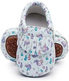 img 1 attached to Adorable Flower-Printed Baby Moccasins With Rubber And Soft Sole - Tasseled Bow Ballet Dress Shoes For Toddler Girls In High-Quality PU Leather
