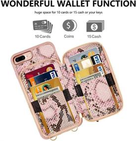 img 2 attached to 👜 ZVE Pink Snake Skin Wallet Case with Crossbody Chain for iPhone 8 Plus/7 Plus - Stylish & Functional Credit Card Holder Purse Handbag Case Cover