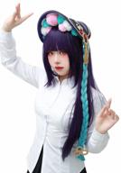 фиолетовый парик dazcos со съемными двойными косами и заколками для косплея yunjin - прямые синтетические волосы логотип