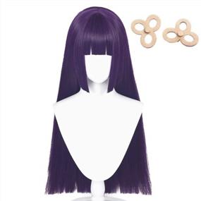 img 1 attached to DAZCOS Purple Wig With Detachable Double Braids And Hairclips For Yunjin Cosplay - Straight Synthetic Hair