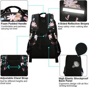 img 1 attached to Красочный весенний цветочный рюкзак со знаком мира, бабочкой и отделением для ноутбука - идеально подходит для школы и колледжа