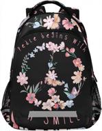 colorful spring floral backpack with peace sign, butterfly, and laptop compartment - perfect for school and college logo