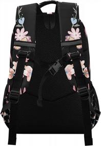 img 3 attached to Красочный весенний цветочный рюкзак со знаком мира, бабочкой и отделением для ноутбука - идеально подходит для школы и колледжа