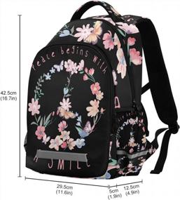img 2 attached to Colorful Spring Floral Backpack With Peace Sign, Butterfly, And Laptop Compartment - Perfect For School And College