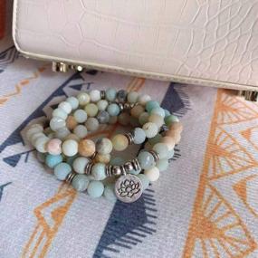 img 2 attached to GVUSMIL Yoga Charm Bracelet: 108 Mala Beads Wrap Bracelet And Necklace Set Featuring 8Mm Natural Gemstones, Perfect For Women And Men'S Natural Gemstone Jewelry