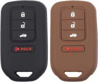 btopars 2pcs 4 buttons silicone smart key fob cover case skin protector compatible with honda accord ex ex-l touring civic crv hrv crz smart key remote acj932hk1210a (black brown) логотип