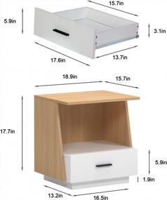 img 2 attached to Unique White And Oak Nightstand With LED Lights And Storage Drawer, Ideal For Bedroom And Living Room Décor By Sogesfurniture