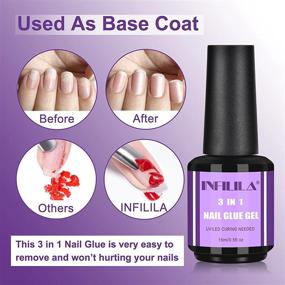 img 1 attached to Get Perfectly Bonded Nails With INFILILA 3 In 1 UV Nail Glue - Long Lasting And Ideal For Acrylic Nails, Base Coat, And Slip Solution (2PCS X 15Ml)