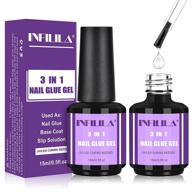 get perfectly bonded nails with infilila 3 in 1 uv nail glue - long lasting and ideal for acrylic nails, base coat, and slip solution (2pcs x 15ml) logo