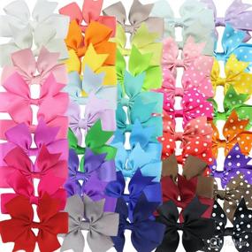 img 1 attached to 🎀 45 PCS 3 Inch Grosgrain Ribbon Hair Bows for Toddlers, Baby Girls, Infants - Alligator Hair Clips Barrettes