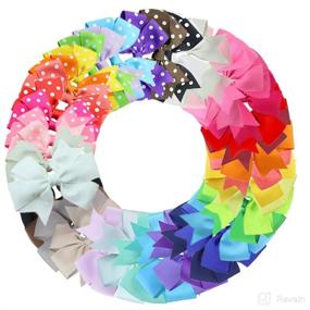 img 3 attached to 🎀 45 PCS 3 Inch Grosgrain Ribbon Hair Bows for Toddlers, Baby Girls, Infants - Alligator Hair Clips Barrettes