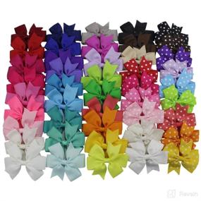 img 4 attached to 🎀 45 PCS 3 Inch Grosgrain Ribbon Hair Bows for Toddlers, Baby Girls, Infants - Alligator Hair Clips Barrettes