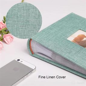 img 3 attached to 📸 Vienrose Linen Photo Album: Elegant 4x6 Frame Cover with 100 Pockets, Memo Areas - Large Capacity Photobook for Weddings, Family, Baby, Vacations