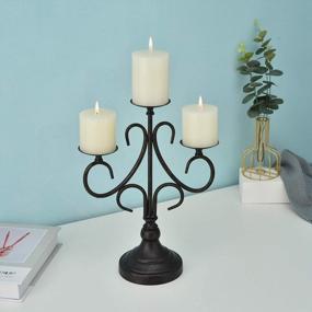 img 3 attached to Black Metal Candelabra Candle Holder For Fireplace, Table Centerpiece - Holds 3 Candles - Ideal For Christmas, Weddings, Church, And Holiday Décor By VINCIGANT