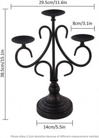 img 1 attached to Black Metal Candelabra Candle Holder For Fireplace, Table Centerpiece - Holds 3 Candles - Ideal For Christmas, Weddings, Church, And Holiday Décor By VINCIGANT