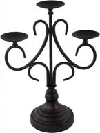 black metal candelabra candle holder for fireplace, table centerpiece - holds 3 candles - ideal for christmas, weddings, church, and holiday décor by vincigant logo