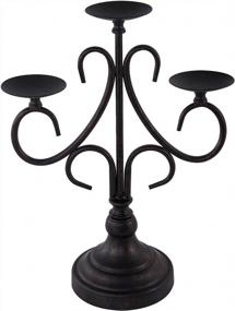 img 4 attached to Black Metal Candelabra Candle Holder For Fireplace, Table Centerpiece - Holds 3 Candles - Ideal For Christmas, Weddings, Church, And Holiday Décor By VINCIGANT