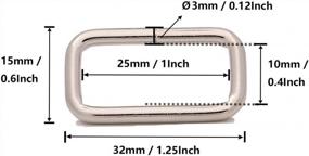 img 3 attached to Набор из 40 серебряных металлических квадратных пряжек для сумок и кошельков - не сварные прямоугольные кольцевые пряжки, 1 "X 3/8" дюйма