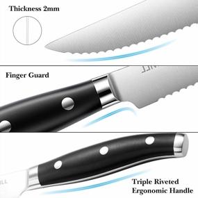 img 2 attached to 🔪 PICKWILL 8-Piece Serrated Steak Knives Set - German Stainless Steel, Full Tang, Gift Box Included