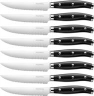 🔪 pickwill 8-piece serrated steak knives set - german stainless steel, full tang, gift box included logo