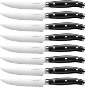 img 4 attached to 🔪 PICKWILL 8-Piece Serrated Steak Knives Set - German Stainless Steel, Full Tang, Gift Box Included