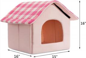 img 3 attached to Pink Cozy Pet Bed Cave Nest For Cats & Small Dogs - Hollypet