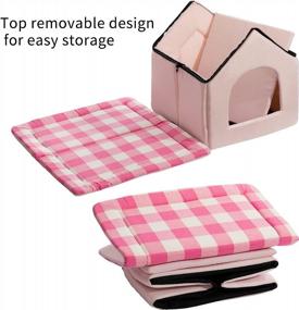 img 1 attached to Pink Cozy Pet Bed Cave Nest For Cats & Small Dogs - Hollypet