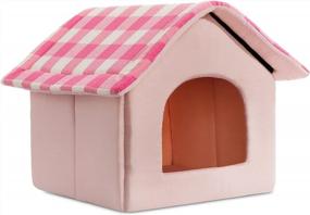 img 4 attached to Pink Cozy Pet Bed Cave Nest For Cats & Small Dogs - Hollypet