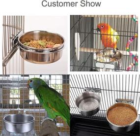 img 2 attached to 🐦 Bird Feeding Dish Clamp Holder Stainless Steel Coop Cup Bird Cage Water Bowl - 2 Pack Bird Perch Platform Stand for Parrot Food Bowl