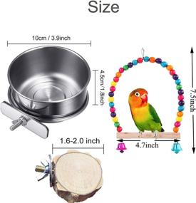 img 3 attached to 🐦 Bird Feeding Dish Clamp Holder Stainless Steel Coop Cup Bird Cage Water Bowl - 2 Pack Bird Perch Platform Stand for Parrot Food Bowl