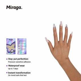 img 1 attached to Стойкие накладные ногти Diamond Miraga с подготовительной подушечкой, мини-пилкой, палочкой для кутикулы и 24 многоразовыми накладными ногтями для еще большей красоты и стиля