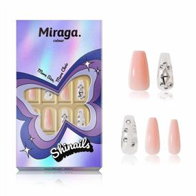 img 4 attached to Diamond Miraga Long-Lasting Press-On Nails With Prep Pad, Mini File, Cuticle Stick, And 24 Reusable Fake Nails For Enhanced Beauty And Style