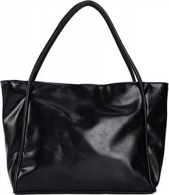 img 4 attached to Stylish Slocyclub Tote Bag: Vegan Leather, Large Capacity And Fashionable
