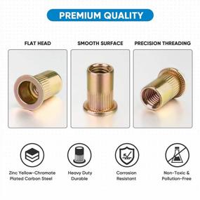 img 3 attached to SAE Rivet Nut Kit, 40 Pcs Heavy Duty Zinc Plated Carbon Steel Flat Head Insert Knurled Body UNC 5/16"-18