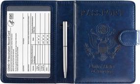 img 4 attached to ACdream Passport & Vaccine Card Holder Combo: Navy Blue Leather Travel Documents Organizer W/RFID Blocking For Men & Women