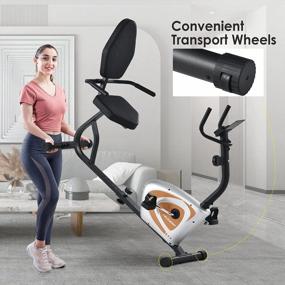 img 3 attached to Magnetic Resistance Recumbent Exercise Bike For Adults & Seniors - 8 Levels, 380 Lbs Capacity Home Cardio Workout Stationary Cycling Bike By Merax.