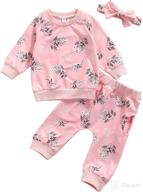 👶 adorable baby girls 2pc long sleeve hoodie sweatshirt and pants set - perfect toddler outfit for fall season логотип