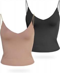 img 4 attached to Solid V-Neck Double Layer Cami Tank Crop Tops For Ladies, Teens, And Women - Casual Shirts By Queen.M