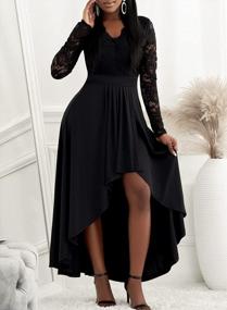 img 1 attached to Stunning Bdcoco Womens Lace Hi-Low Cocktail Dress With V-Neckline And Long Sleeves