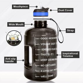 img 2 attached to Мотивационная бутылка для воды BuildLife Gallon с широкой горловиной и соломинкой и отметкой времени, чтобы пить больше ежедневно - не содержит BPA