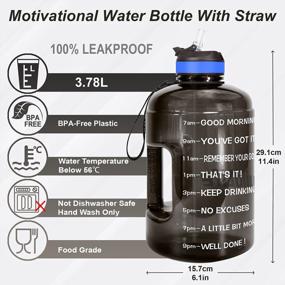 img 3 attached to Мотивационная бутылка для воды BuildLife Gallon с широкой горловиной и соломинкой и отметкой времени, чтобы пить больше ежедневно - не содержит BPA