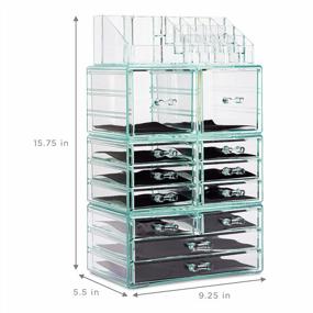 img 2 attached to Teal Thrill: Sorbus Large Clear Makeup Organizer With Detachable Spacious Beauty Display - Ideal Jewelry & Make Up Storage For Vanity, Dresser & Countertop